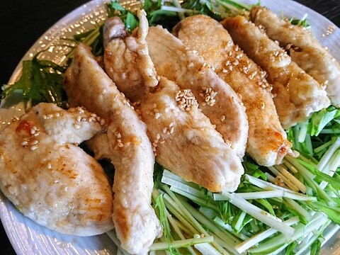 鳥むねステーキ中華サラダ水菜